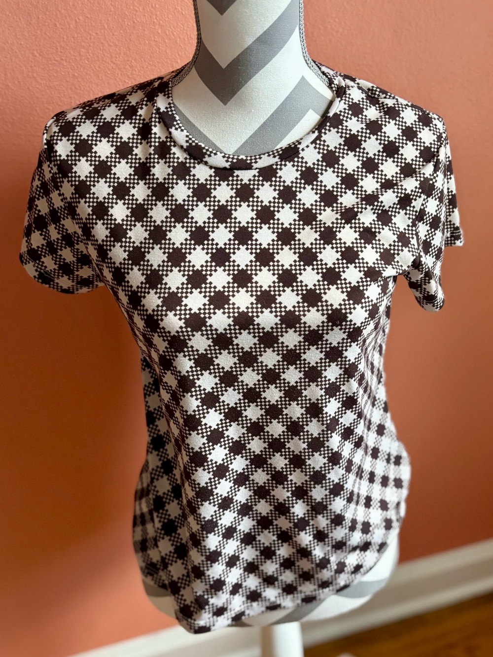 No. 6 Brown & White Checker Short Sleeve Tee